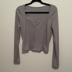 Gray Ribbed Women's Blouse